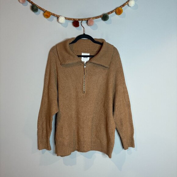 Aerie CozyUp Waffle Quarter Zip Sweater in Cappucino - Picture 2 of 5